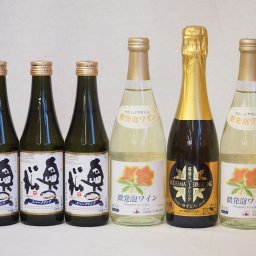 スパークリング日本酒×スパークリングワイン(奥の松純米大吟醸290ml3本 北海道おたるナイアガラ500ml白2本 ゆずどん1本)計6本
