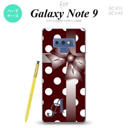 Galaxy Note 9 ギャラクシー ノート9 SC-01L SCV40 スマホケース カバー ハードケース ドット・リボン 赤茶 イニシャル 対応 nk-note9-301i[スマホ,スマホケース,スマホカバー,ケース,カバー,ジャケット]