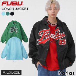 【期間限定セール】FUBU フブ ジャケット アウター スタジャン ドローコード付き ナイロンジャケット ロゴ ワッペン 刺繍 裏地メッシュ コーチジャケット karlas 敬老の日 プレゼント ギフト