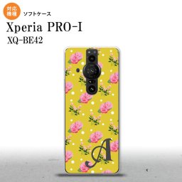 Xperia PRO I Xperia PRO-I スマホケース 背面ケースソフトケース 花柄 バラ ドット 黄 +アルファベット 背面カバー android nk-xproi-tp242i