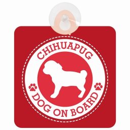 セーフティサイン DOG ON BOARD Chihuapug チワパグ レッド 安全運転 車内用 吸盤タイプ 煽り運転対策 収れん火災防止タイプ 安全対策 カーサイン 吸盤 肉球マーク