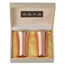 純銅鎚目 ひとくちビール 2PCセット 160ml CNE926 桐箱入り《ギフトラッピング対応》
