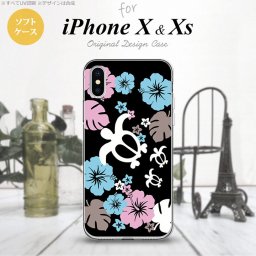 【iPhoneX】【スマホケース/スマホカバー】【アイフォンX】iPhoneX スマホケース カバー アイフォンX 亀とハイビスカス 黒 nk-ipx-tp1106【メール便送料無料】