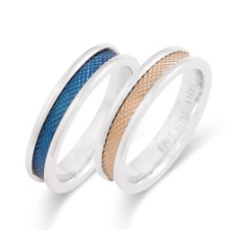【レーザー刻印対応】FREE STYLE ステンレス 金属アレルギー対応 アレルギーフリー ペアリング ペアアクセサリー ペア 指輪・リング 記念日 プレゼント ギフト FSSTR029BLUE-029G セット シンプル フリースタイル 【送料無料】