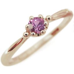 ピンクサファイア リング シンプル 王冠 10金 リング 指輪