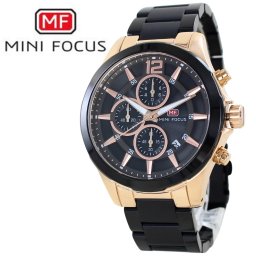 正規品 MINI FOCUS メンズ腕時計 クロノグラフ クォーツ 日付表示 ステンレスバンド かっこいい 腕時計 手表 メンズ ブラック 黒文字盤 高級感 おしゃれ ビジネス 大人 カジュアル 誕生日 プレゼント 男性 旦那 彼氏 ギフト 父の日 成人 卒業 入学