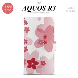 SH-04L/SHV44 AQUOS R3 手帳型スマホケース カバー 花柄 サクラ 赤  nk-004s-r3-dr056