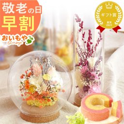 【早割 9/14 16時まで】 敬老の日 まだ間に合う 誕生日 プレゼント 花 ギフト ドライフラワー ガラスドーム アンティーク ナチュラル インテリア 雑貨 置物 玄関 寝室 バウムクーヘン 選べるセット 送料無料 スイーツ お菓子 洋菓子 ギフトセット 母 おしゃれ 実母 自分の母 義母 妻 40代 50代 60代 70代 花セット 花とお菓子 女性 フラワーギフト おいもや