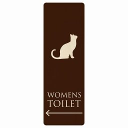 トイレ プレート 木製 WOMENS ねこ 猫 ネコ ブラウン ホワイト 左 矢印 長方形 縦書き 6x18cm 方向案内 進路ドア サインステッカー ピクトサイン トイレマーク表示 案内 注意 施設 御手洗 TOILET おしゃれ シンプル 安全対策