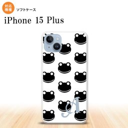 iPhone15 plus iPhone15 plus スマホケース 背面ケースソフトケース カエル かえる A 白 黒 +アルファベット 2023年 9月発売 nk-i15pl-tp167i