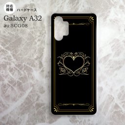 SCG08 Galaxy A32 ケース ハードケース ハート 飾り 黒 金 nk-a32-617