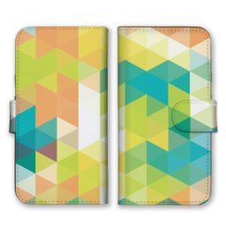 ＼全機種対応／ スマホケース 手帳型 スマホカバー 手帳タイプ スマートフォン ケース カバー タイル 三角 トライアングル パターン カラフル かわいい おしゃれ カードホルダー付き カード収納 合皮 合成レザー