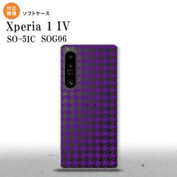 SO-51C SOG06 XPERIA 1 IV Xperia 1 IV スマホケース 背面ケースソフトケース 千鳥 格子 小 紫 クリア メンズ レディース nk-xp14-tp909