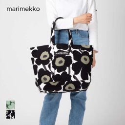 マリメッコ Marimekko トートバッグ レディース バック 手提げバッグ コットントート 花柄 ピエニ ウニッコ PERUSKASSI PIENI UNIKKO プレゼント ギフト 通勤 通学 ブラック ダークグリーン 48295 誕生日 記念日 エコバッグ