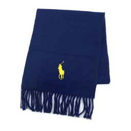 ポロラルフローレン Polo Ralph Lauren PC0231 BIG PONY EMBROIDERED SCARF ビッグポニー エンブロイダード スカーフ ウール ブレンド マフラー 405 FALL RAYAL ネイビーブルー系＋イエロー