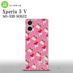 Xperia 5V Xperia 5V スマホケース 背面ケース ハードケース 花柄 バラ リボン ピンク ビビット +アルファベット 2023年 10月発売 nk-xp55-262i