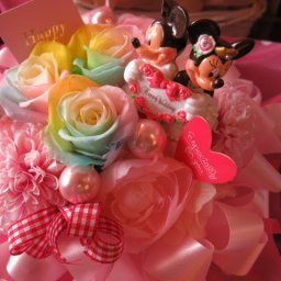 結婚祝い　ディズニー　フラワーギフト　レインボーロズ　プリザーブドフラワー　ミッキー　ミニー ウェディングA　ケース付き