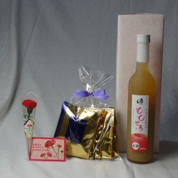 母の日 ギフトセット リキュールセット(完熟桃のとろとろ感が口いっぱいに広がる桃リキュール ももとろ500ml(福島県)+挽き立て珈琲(ドリップパック5パック)) 母の日カード お母さんありがとうカーネイション付き