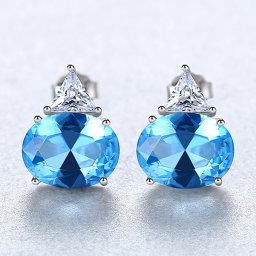 ピアス 両耳用 FORMICA Nanocrystal シルバー925 ブルー シルバー スタッド オーバル 大粒 4本爪 ぶら下がり 上品 エレガント 大人 おしゃれ きれいめ ce0427-1
