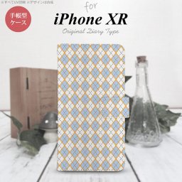 iPhoneXR iPhone XR 手帳型スマホケース カバー アーガイル 青 グレー  nk-004s-ipxr-dr1413