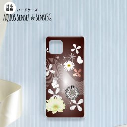 Aquos sense4 SH-41A ケース ハードケース スマホケース 花柄 ミックス B 茶 nk-sens4-276
