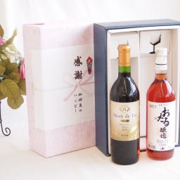 感謝の贈り物ボックス長野県塩尻市の名門ワイナリー赤ワインと国産ワインセット(おたる醸造 ロゼワイン やや甘口(北海道)720mlアルプスミュゼ ダイナスティ 塩尻メルロー2018赤ワイン