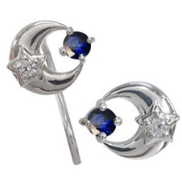 サファイア・ピアス・星・月・無くさない・ピアス
