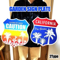ブリキ看板 ガーデン サインプレート カリフォルニア CAUTION ガーデニング おしゃれ 壁飾り ディスプレイ 庭 目立つ ヤシの木 アメリカン 雑貨 インテリア かわいい カフェ バー お店