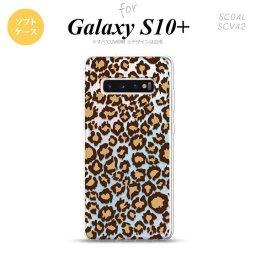 SC-04L SCV42 Galaxy S10+ スマホケース ソフトケース 豹柄 B 茶 クリア メンズ レディース nk-s10p-tp897