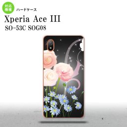 SO-53C SOG08 ワイモバイル Xperia Ace III スマホケース 背面ケース ハードケース 花柄 ミックス C 黒 2022年 6月発売 nk-so53c-283