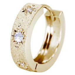 ピアス メンズ リング フープピアス 片耳 18金 18k 中折れ式 ゴールド ロイヤルブルームーンストーン 洋彫り 父の日 2024
