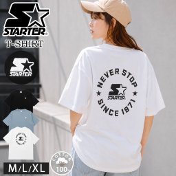 STARTER スターター Tシャツ レディース メンズ 半袖 綿100% バックプリント ワンポイント ロゴ 刺繍 コットン 無地 ストリート カジュアル スポーティ 春 夏 秋 M L XL 大きいサイズ ユニセックス 2026SS karlas