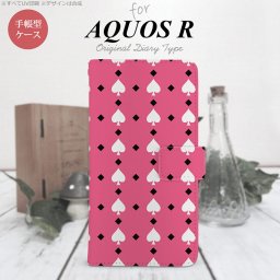 【手帳型 スマホ カバー ケース】【SH03J】【アクオス R】手帳型 ケース SH-03J スマホ カバー AQUOS R アクオス トランプ(スペード) ピンク×白 nk-004s-sh03j-dr542【メール便送料無料】
