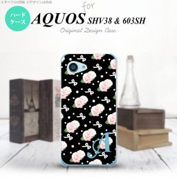 【SHV38】【スマホケース/スマホカバー】【アクオス セリエ ミニ】SHV38 スマホケース AQUOS SERIE mini ケース アクオス セリエ ミニ イニシャル 花柄・バラ（G） 黒 nk-shv38-257ini【メール便送料無料】