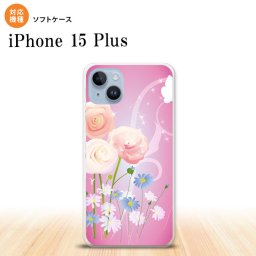 iPhone15 plus iPhone15 plus スマホケース 背面ケースソフトケース 花柄 ミックス C ピンク 2023年 9月発売 nk-i15pl-tp282