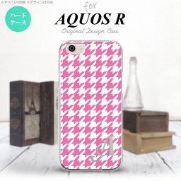 【SH03J】【スマホケース/スマホカバー】【アクオス R】SH03J スマホケース AQUOS R ケース アクオス R イニシャル 千鳥柄(大) ピンク白 nk-sh03j-917ini【メール便送料無料】