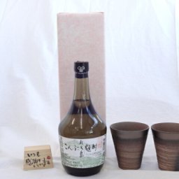 贈り物ギフトセット 榮田 清峰作直筆メッセージ木片付ペアカップセット(陶芸作家安藤嘉規作 日本製萬古焼き) こんぶ礼文島焼酎 合同酒精 720ｍｌ (北海道)