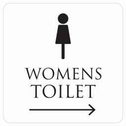 トイレ 御手洗 TOILET トイレマーク ホワイト ブラック WOMENS 右 矢印 ピクトサイン ステッカー シール 塩ビ製 サイン ウォールステッカー インテリア 施設 案内