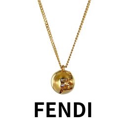 フェンディ ネックレス レディース FFロゴ ペンダント ゴールド ロングチェーン ブランド アクセサリー 可愛い 上品 エレガント 結婚式 ギフト 誕生日 記念日 成人 卒業 入学