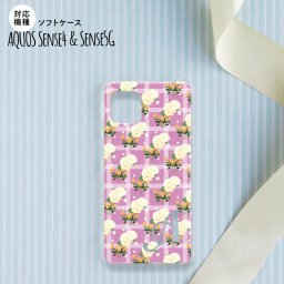 sense4 sense5 Aquos sense4/5 スマホケース ソフトケース 花柄 バラ チェック ピンク +アルファベット メンズ レディース nk-sens4-tp255i