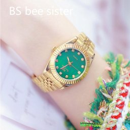 BS bee sister 腕時計 時計 レディース 女性用 ウォッチ セレブ ゴージャス ダイヤモンド 人気 クリスタル ガラスカット アクセサリー ラッピング無料  かわいい おしゃれ シルバー ブレスレット 旅行 イベント カジュアル 丸い 円形 1238