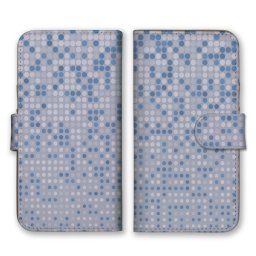 ＼全機種対応／ スマホケース 手帳型 スマホカバー 手帳タイプ スマートフォン ケース カバー ドット モザイク シック ブルー グレー パターン かわいい おしゃれ カードホルダー付き カード収納 合皮 合成レザー