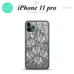 iPhone11pro 背面ケース カバー ステンドグラス風 バラ ホワイト ステンドグラス風 nk-i11p-sg47