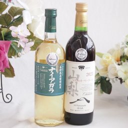 長野県産葡萄ナイアガラ種使用ワインと国産ワイン2本セット(山梨 マスカットベーリーA 赤ワイン 重口(山梨県)750mlナイアガラやや甘口白ワイン(山梨県)720ml