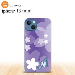 iPhone13mini iPhone13 mini ケース ソフトケース 花柄 サクラ C 紫 +アルファベット iPhone ミニ 5.4インチ  おしゃれ かわいい メンズ レディース キッズ デザインたくさん nk-i13m-tp064i