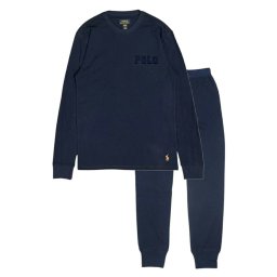 ラルフローレン Ralph Lauren ルームウェア パジャマ セットアップ Tシャツ ジョガーパンツ ワッフル生地 ロゴ 部屋着 PWLE2R+PWJERL メンズ ネイビー