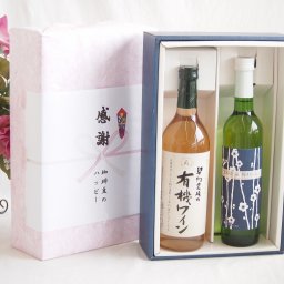 実りの秋の贈り物 感謝の贈り物ボックス有機栽培100%白ワインと国産ワインセット(京都青谷 梅わいんワインやや甘口(京都府)500ml