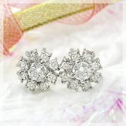 【完全無色透明Fカラー・高級仕様】pt900【0.36ct】フラワーダイヤモンドピアス『Fleur』 ［SIクラス F～Dカラー 無色透明 GOOD～VERYGOOD］ハートアンドキューピット 成人式 母の日 ギフトパヴェ フラワー 誕生日 記念日 10年 10周年 花【送料無料】    LP-431A