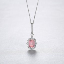 ネックレス パープル シルバー925 シルバー 小豆 アズキチェーン 引き輪 エメラルドカット 4本爪 揺れる ゆれる エレガント cn20090708