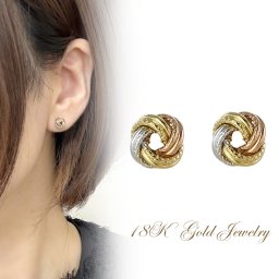 K18 18金 ピアス ゴールド レディース 両耳 スタッドピアス トリニティ ノットモチーフ 華奢 上品 シンプル アクセサリー ギフト プレゼント 女性 妻 母 誕生日 記念日 ランキング お祝い 成人 卒業 入学